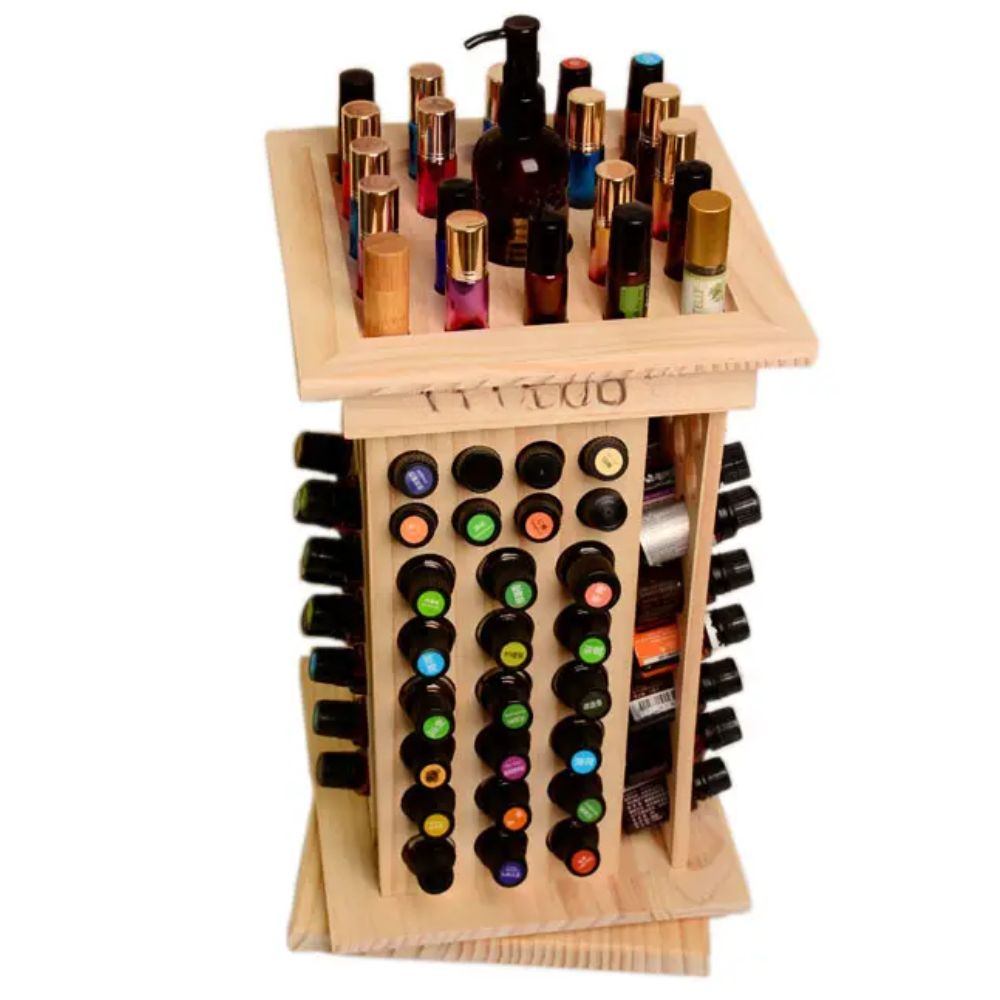 Large aromatherapy essential oil storage unit – rotatable – 125 holes