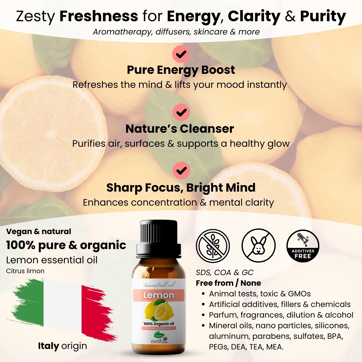 Biologische etherische olie van citroen