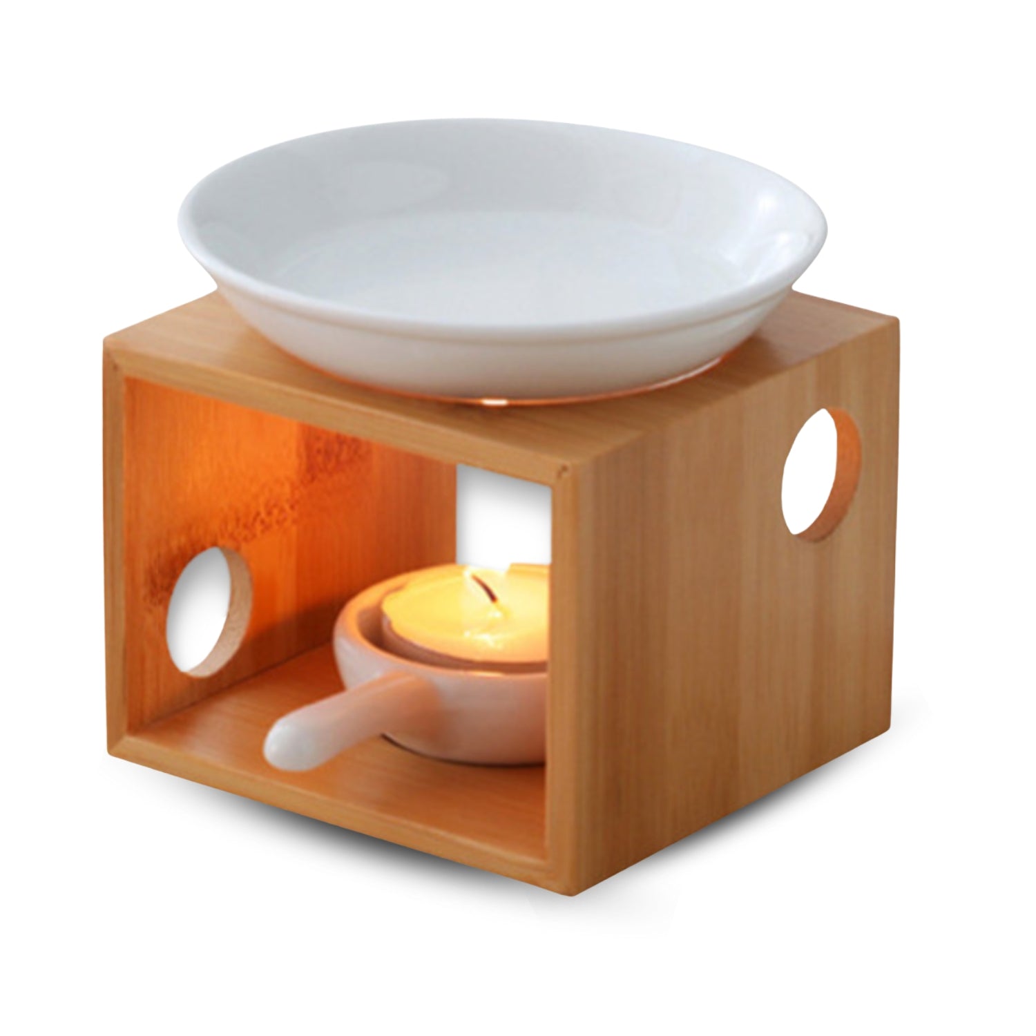 Burner for essential oil & wax fragrance | Cozy bamboo wood
