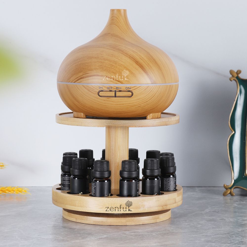 Aroma diffuser holder with 12 slots for essential oil | Wooden 360° rotatable