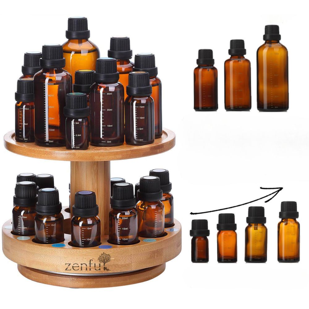 Aroma diffuser holder with 12 slots for essential oil | Wooden 360° rotatable