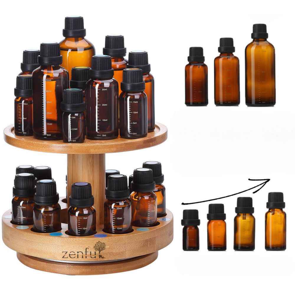Aroma diffuser holder with 12 slots for essential oil | Wooden 360° rotatable