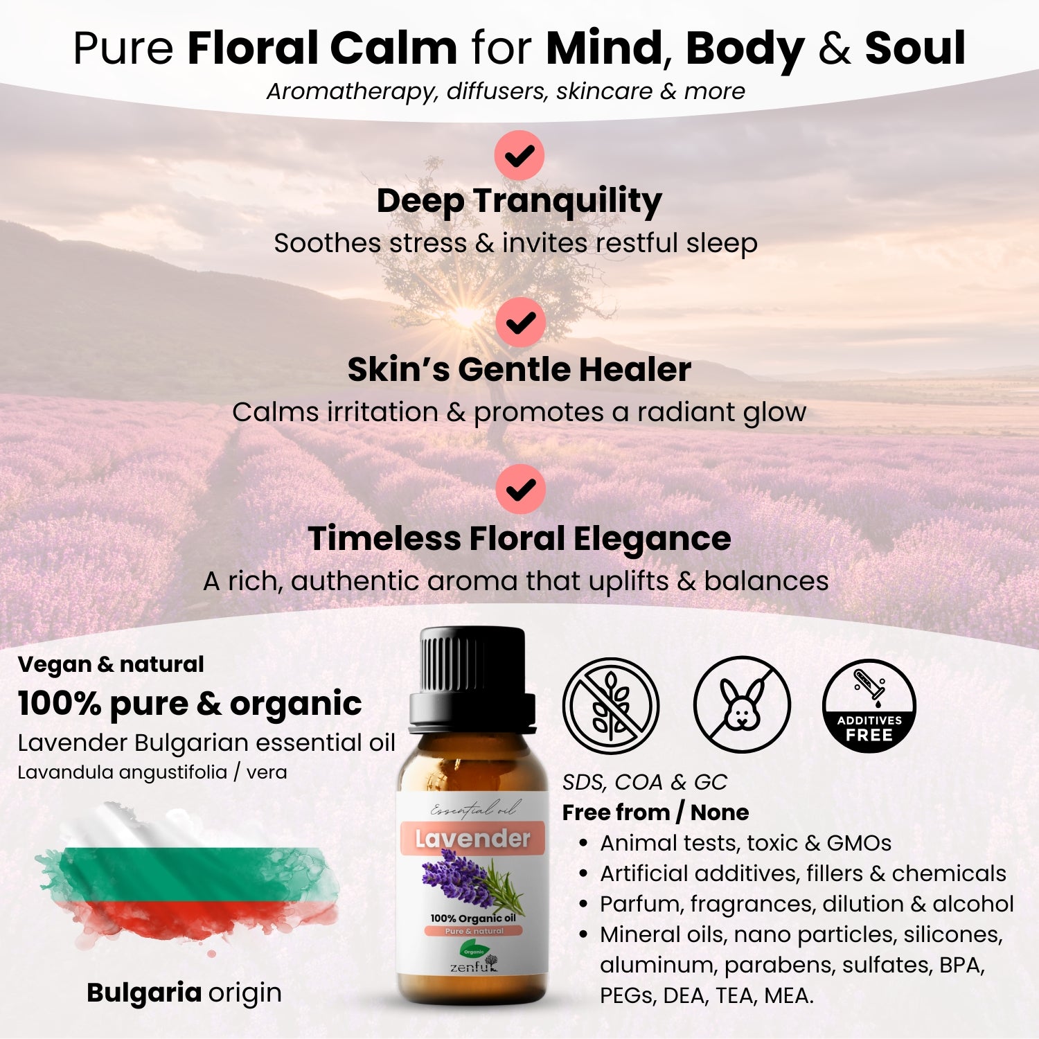 Bulgaarse lavendel etherische olie biologisch