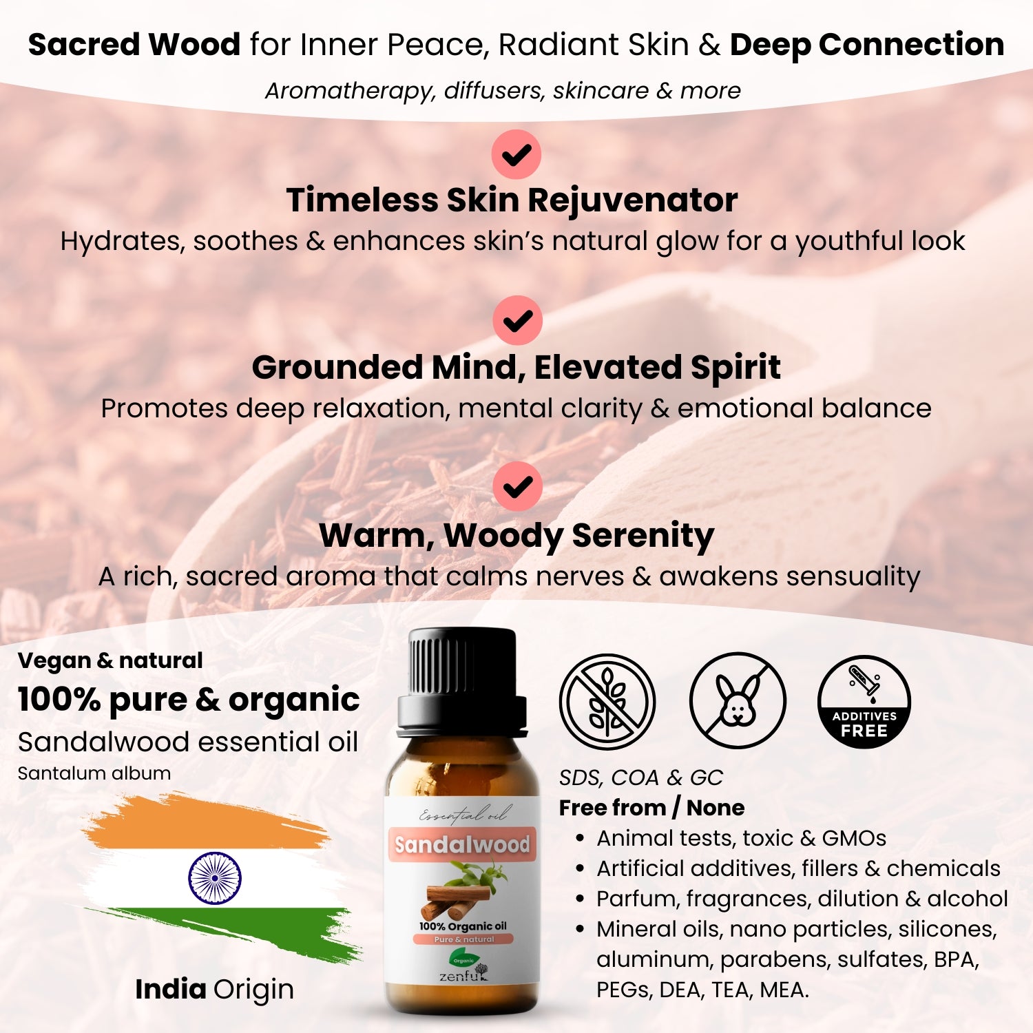 Essentiële olie van sandelhout, biologisch