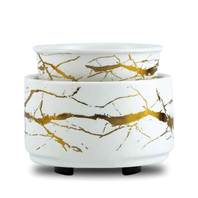 Electric ceramic candle, wax & oil warmer | White marble