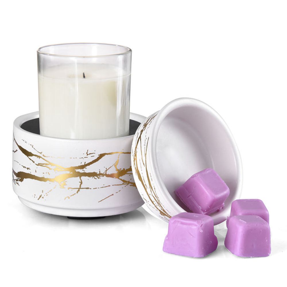 Electric ceramic candle, wax & oil warmer | White marble