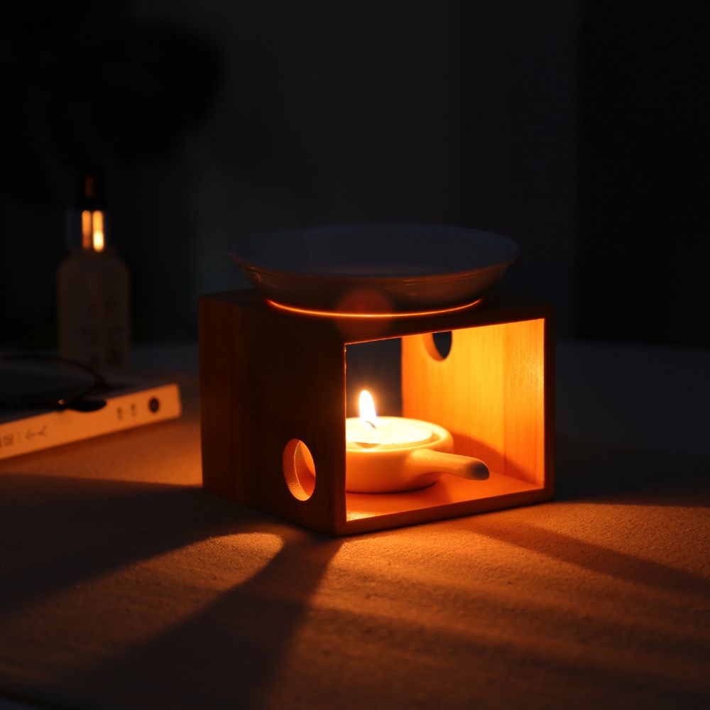 Burner for essential oil & wax fragrance | Cozy bamboo wood